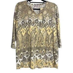 Chico's Tan All Over Mosaic Art to Wear Tunic 2 Large